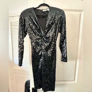 Oleg Cassini Elegant Black Sequin Dress